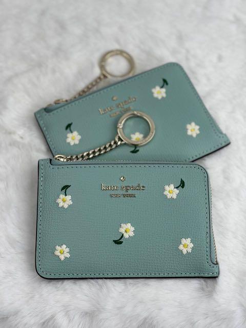 Kate Spade Darcy Medium L Zip Card Holder Embroidered Lea in Aphrodite,  Luxury, Bags & Wallets on Carousell