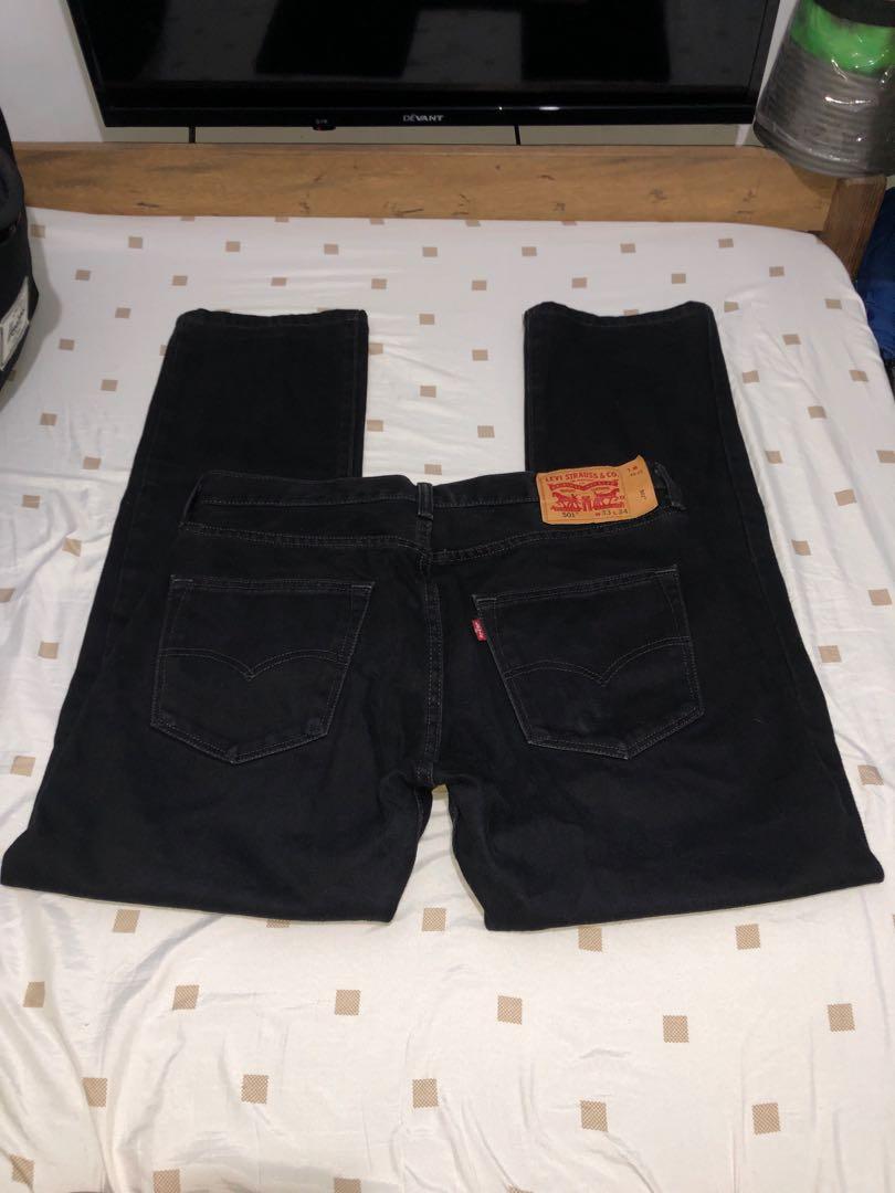 Levi's 501 Button Fly Black Denim Jeans For Him(W33-34 L34), Men's Fashion,  Bottoms, Jeans on Carousell