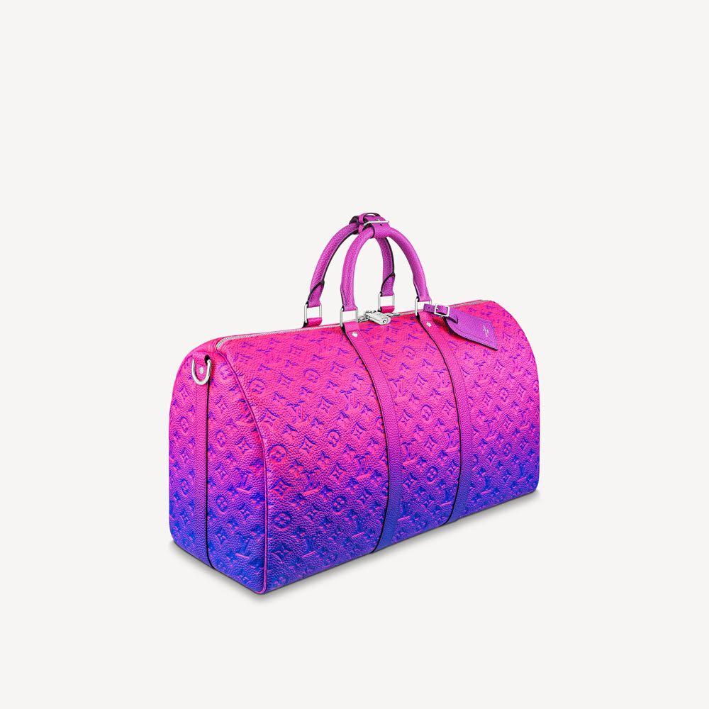 Louis Vuitton, Bags, Louis Vuitton Limited Edition Pink Blue Monogram  Taurillon Illusion Keepall 5