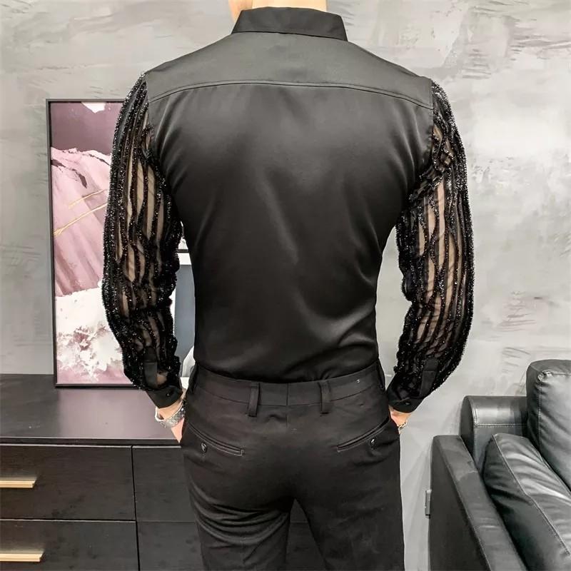 Mens Shirts Long Sleeve Club Party Shirts Social Party Blouse Slim