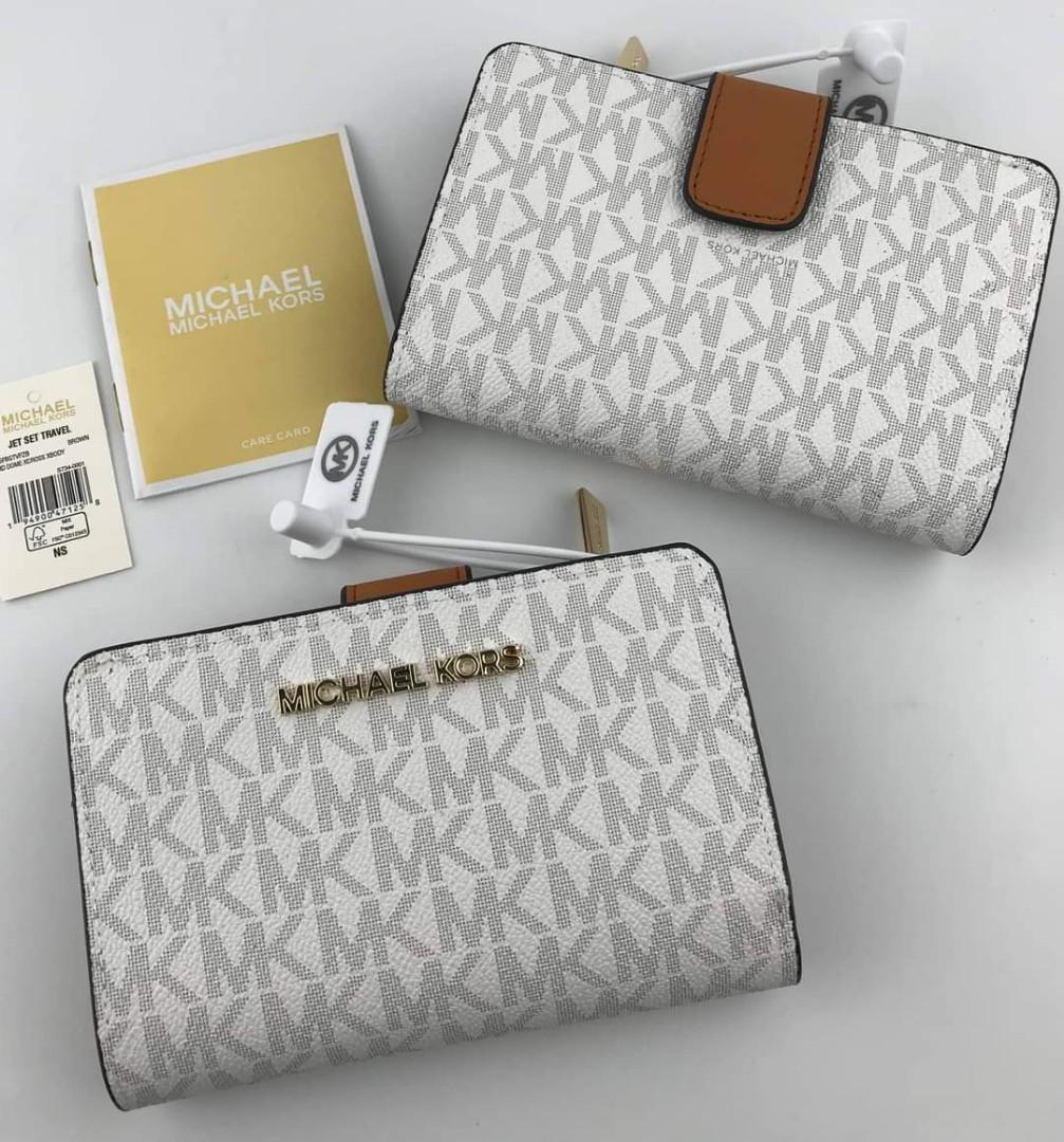 michael kors wallet white and brown