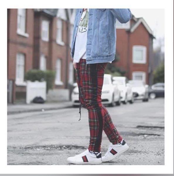 MNML Plaid Track Pants Men s Fashion Bottoms Joggers on Carousell