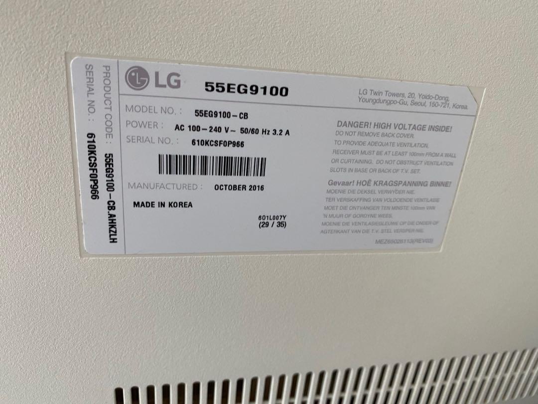 壞/Need to Fix] LG 55” OLED 55EG9100, 家庭電器, 電視& 其他娛樂