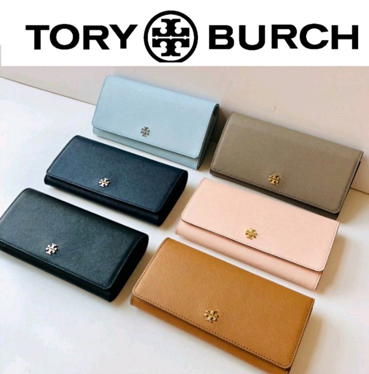 New Tory Burch Original Emerson Continental Fold Women Long Wallet Button Clip Wallet Luxury Bags Wallets on Carousell