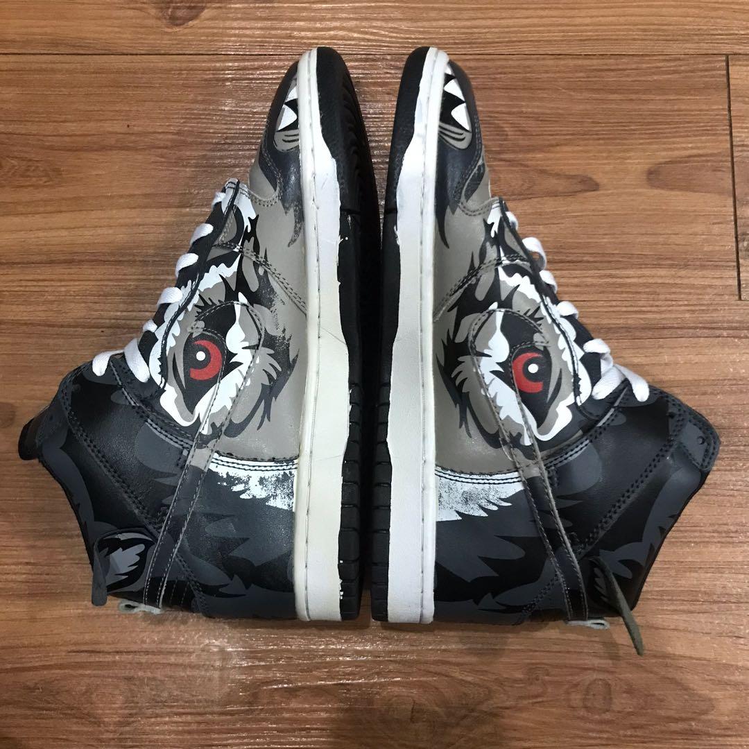 Big bad wolf nike shop dunks comic shoes black grey