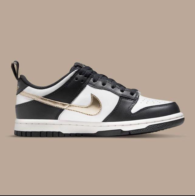 US7Y Nike Dunk Low Black Gold Pull Tab Women s Fashion Footwear