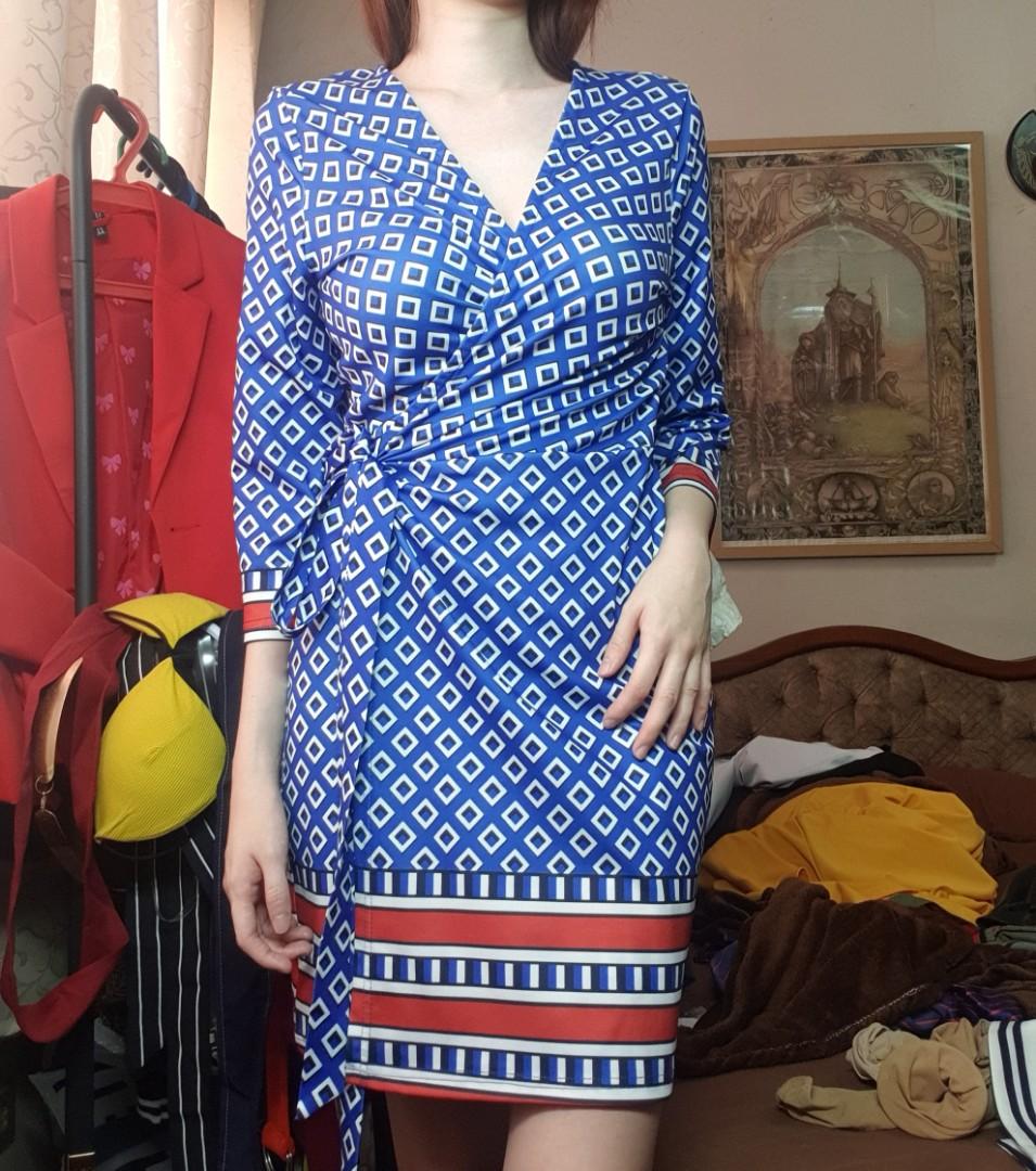 Oriental Print Wrap Dress, Women's ...
