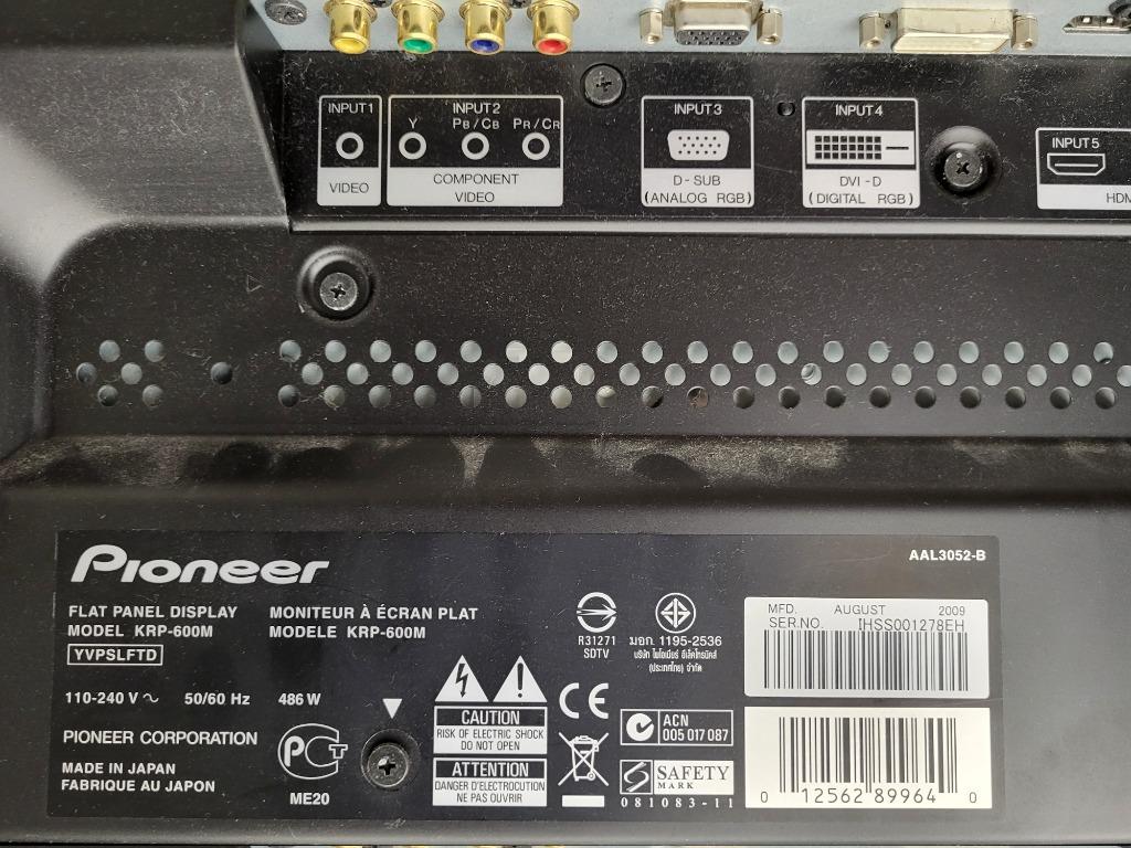 Pioneer KRP-600M, 家庭電器, 電視& 其他娛樂, 電視- Carousell