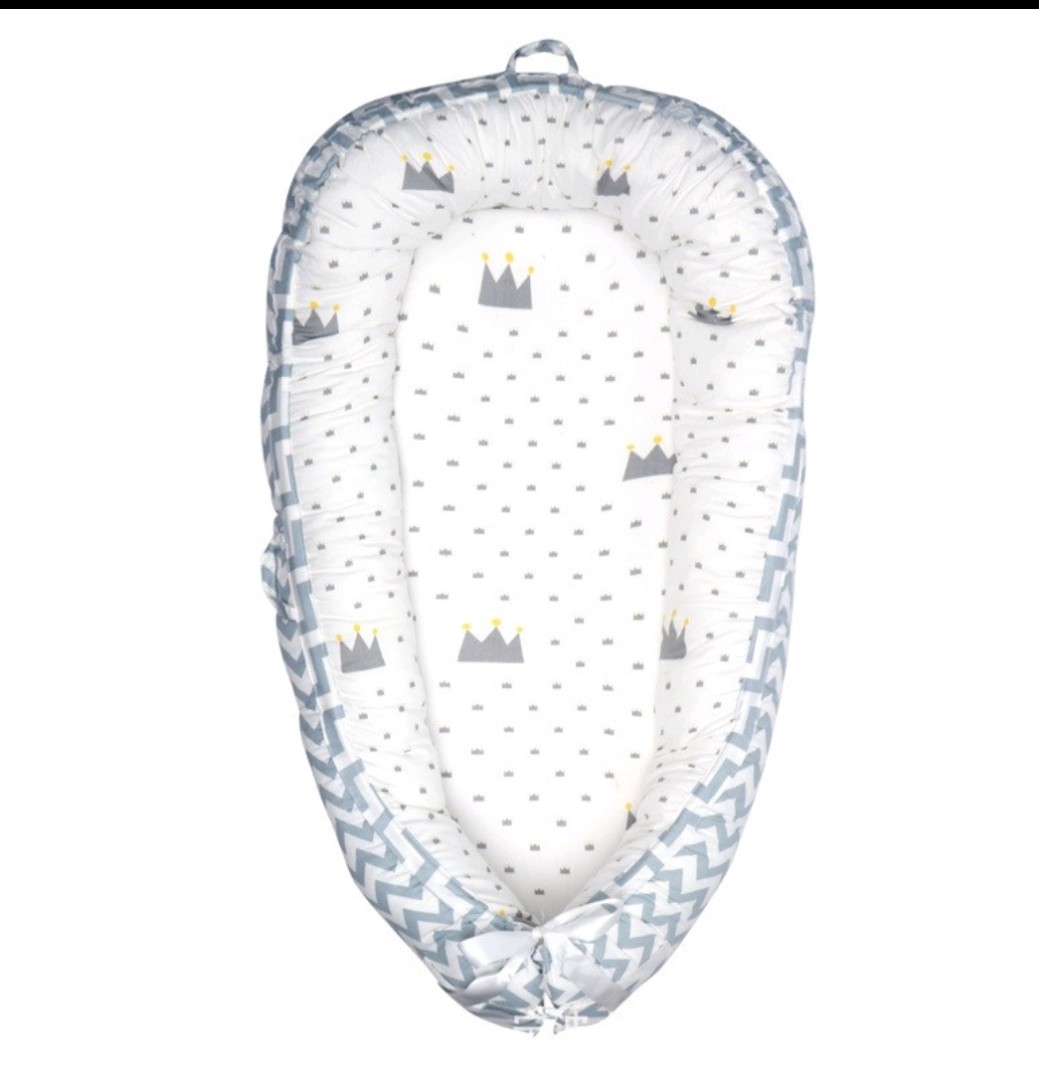 Portable Baby Cocoon Bed / Baby Nest (Grey Crown), Babies & Kids, Baby