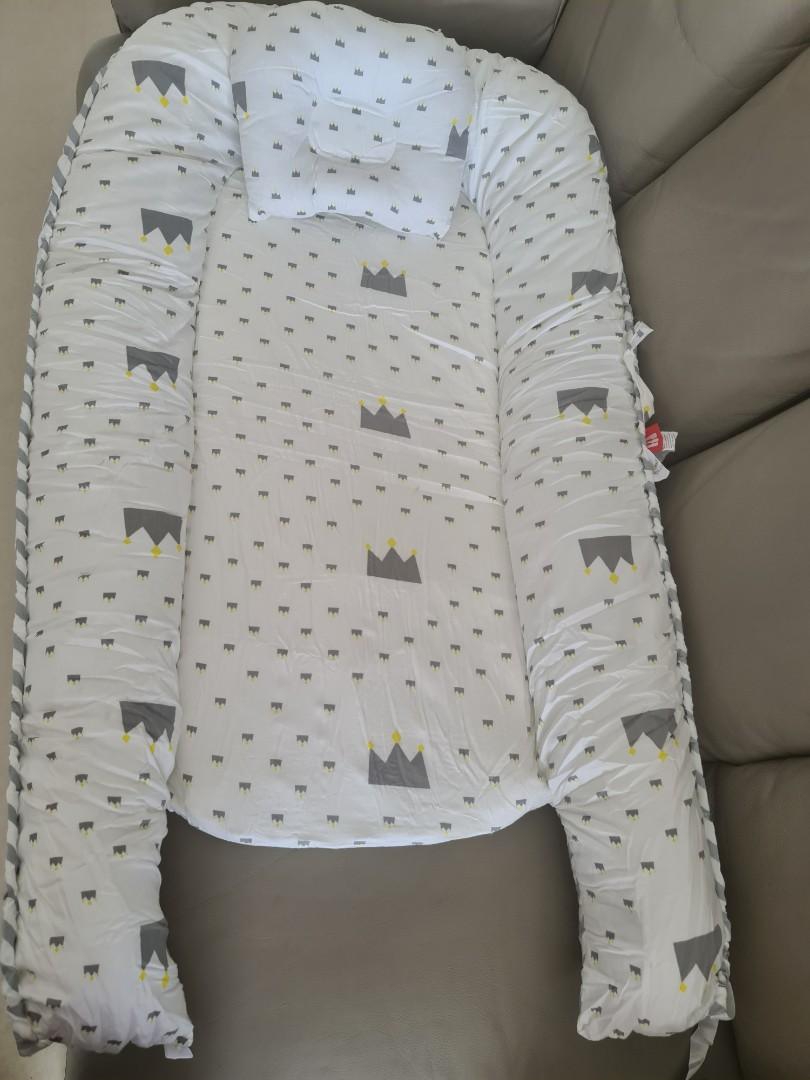 Portable Baby Cocoon Bed / Baby Nest (Grey Crown), Babies & Kids, Baby