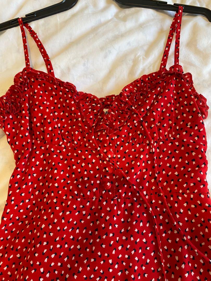 princess polly love birds red mini dress, Women's Fashion, Dresses & Sets,  Dresses on Carousell