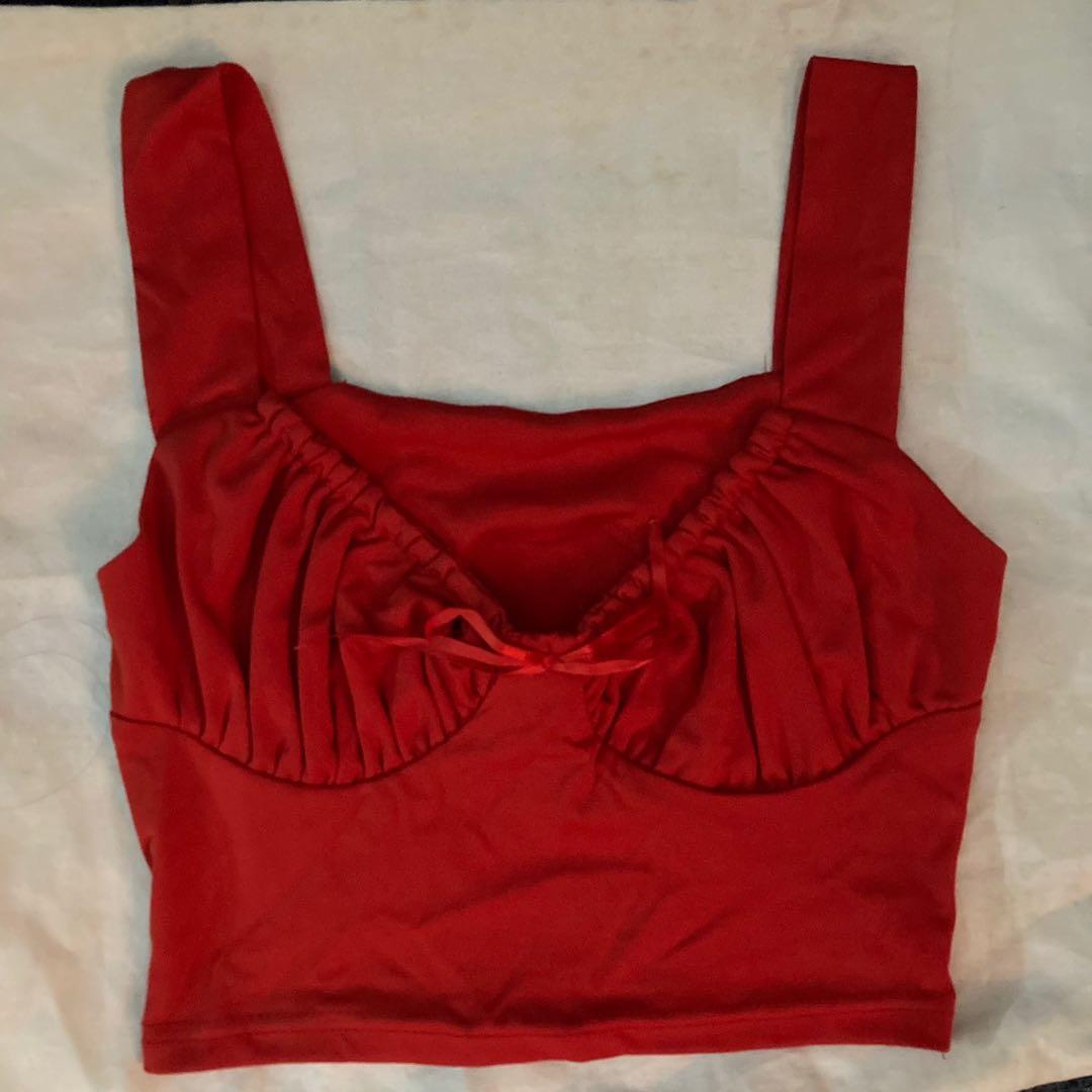 Red Bustier Top, Women's Fashion, Tops, Sleeveless on Carousell