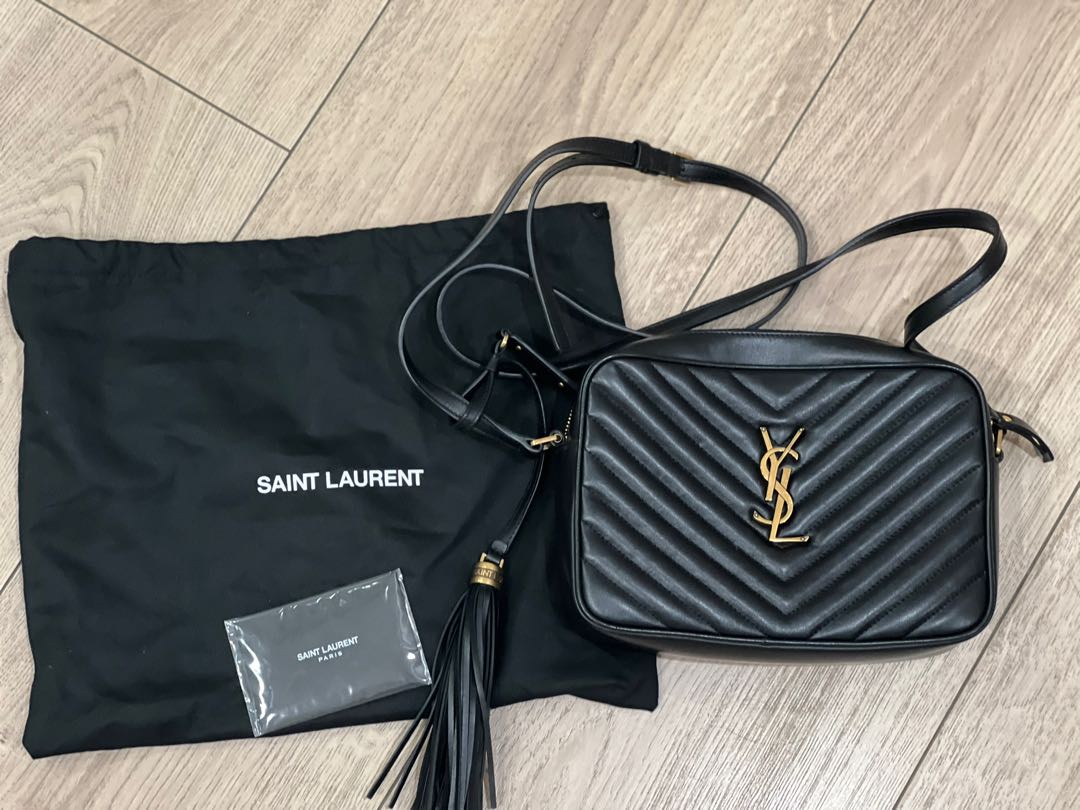 Saint Laurent Lou Matelasse Calfskin Leather Camera Bag in Noir