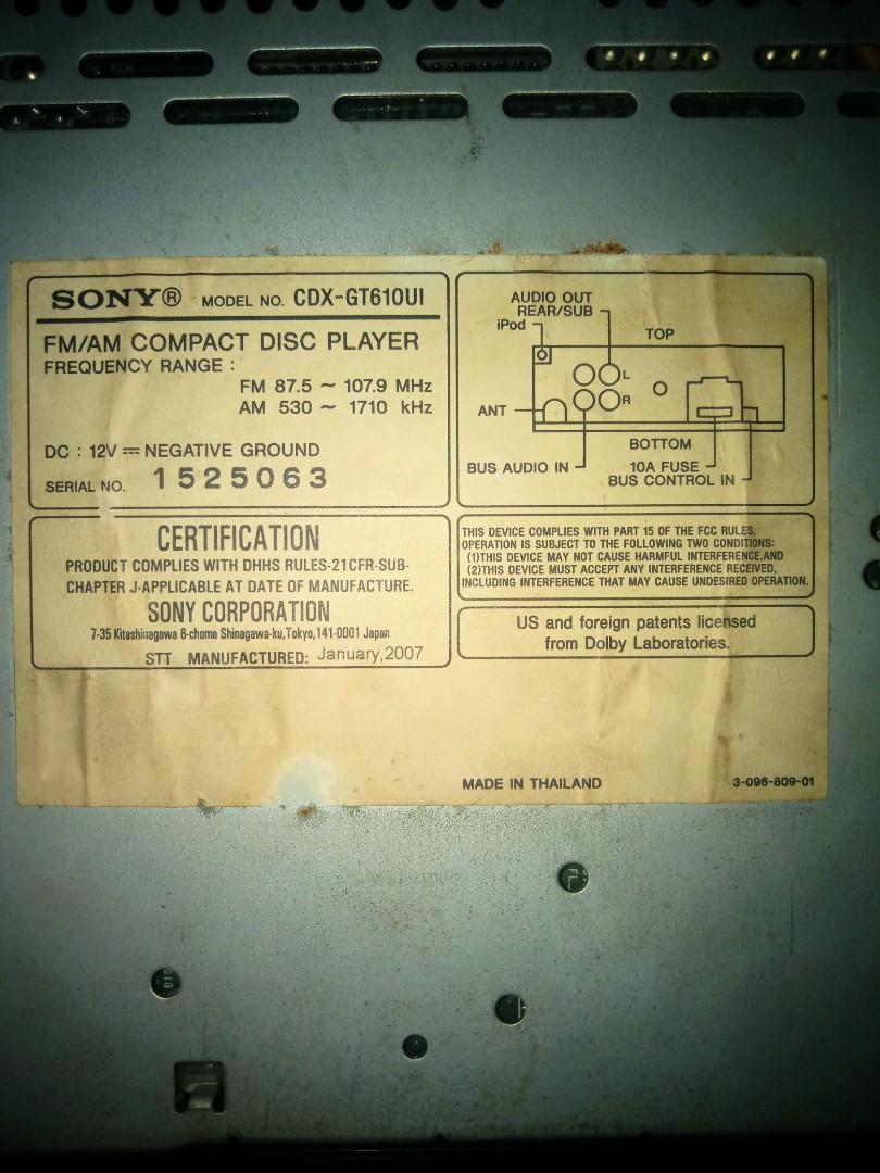 Sony Xplod Car Stereo, Car Parts & Accessories, Audio, Video, Alarm and