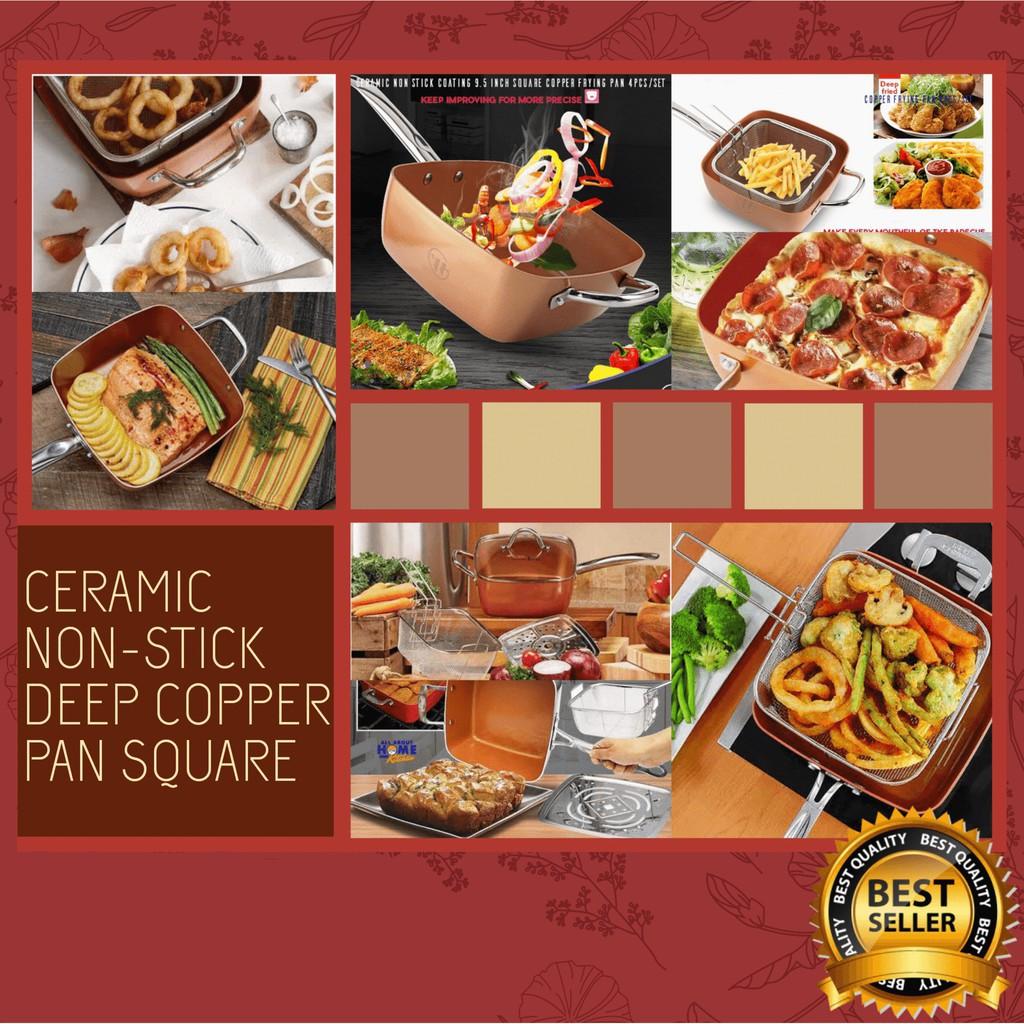 Square Non Stick Ceramic Copper Pan (Category: Cookware & Accessories) located in Manila. Submitted by virtualtindahanipaul (Listing ID 1149327885, Image 2). Description: 🧆Non stick coating designed for easy cleaning or cooking. 🥘The integrated kitchenware has reduced a lot of trouble for cooking. 🍝Can bake, deep-fry, roast, steam, saute or broil with just this one pan. 🫕Glass lid with a ventilation hole to prevent soup from overflowing. 🍲In