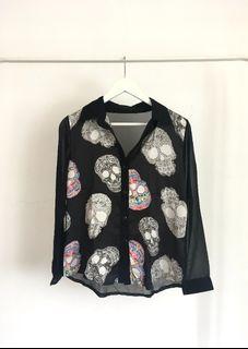 Sugar Skull Satin Top