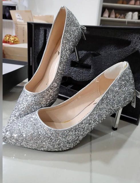 Sweet SILVER glitter High Heel, Women's 