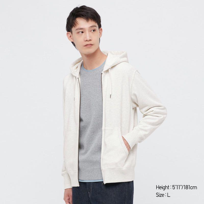 UNIQLO M s Sweat Full Zip Hoodie Off White
