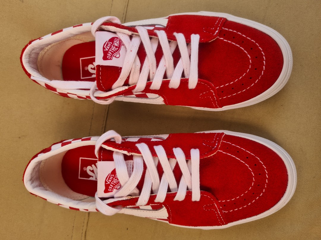 vans checkerboard red and white