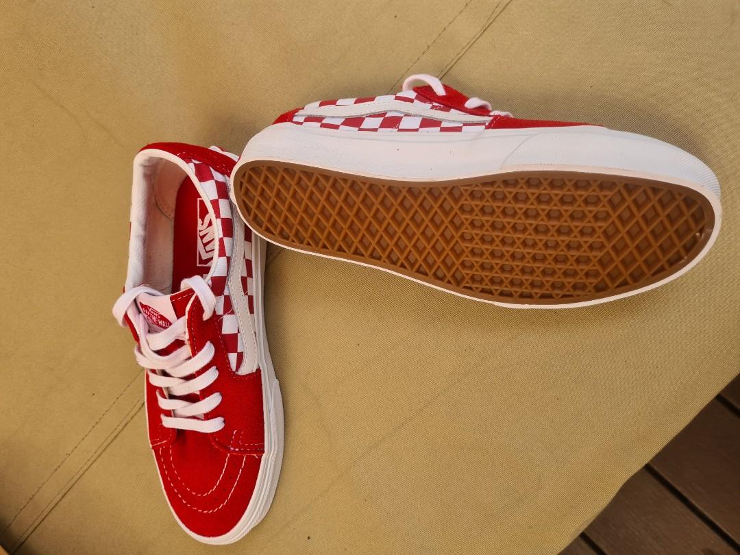 orange checkered old skool vans