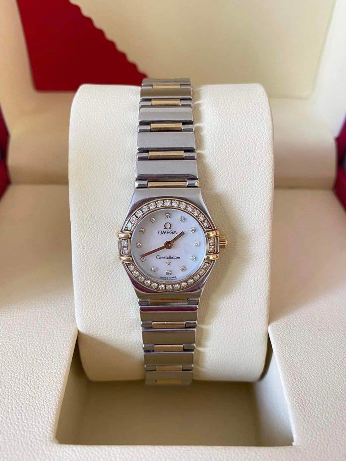 Omega constellation (Category: Luxury Watches) located in Cagayan de Oro. Submitted by moiobsession (Listing ID 1149239228, Image 3). Description: Authentic Omega Constellation My Choice Mini Watch for Women • Real 18k Gold Bezel set with Real Diamonds • Real 18k Gold Bracelet and Case • Mother of Pearl Dial set with Diamond markers • Quartz movement • Sapphire Crystal • For Small wrist size/ up to 15cm • Excellent condition .