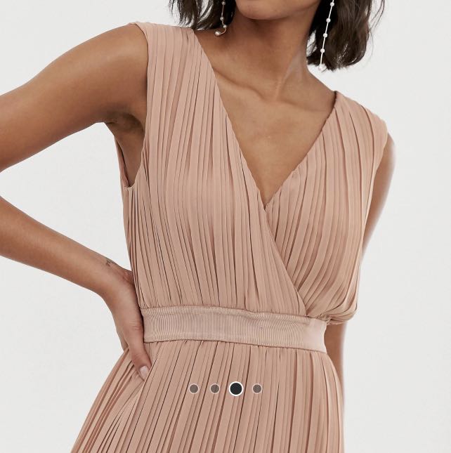 Y.A.S pleated wrap maxi dress in nude ...