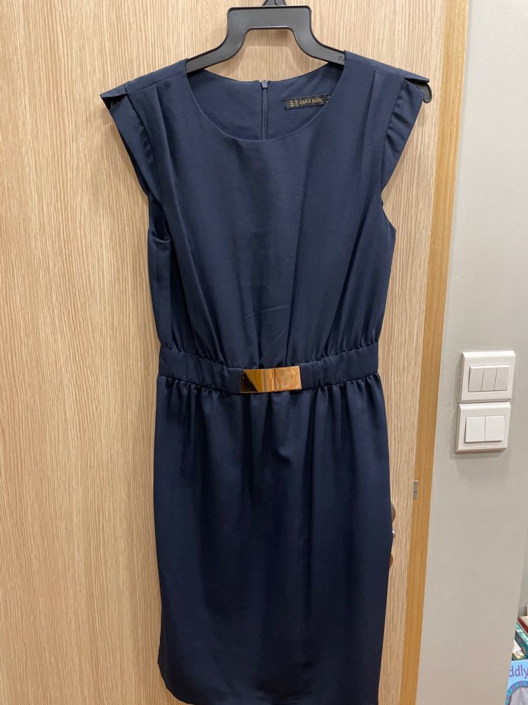 Zara navy blue dress, Women's Fashion ...