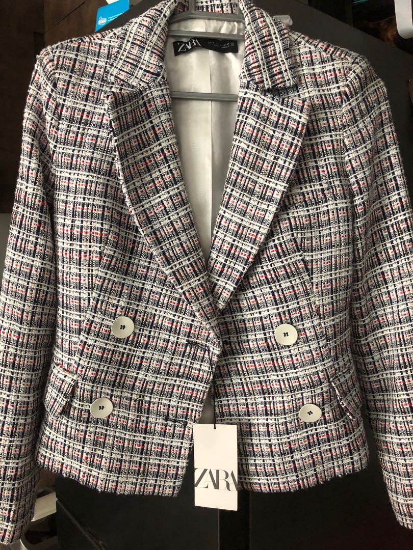 Zara tweed jacket blazer Women s Fashion Coats Jackets and