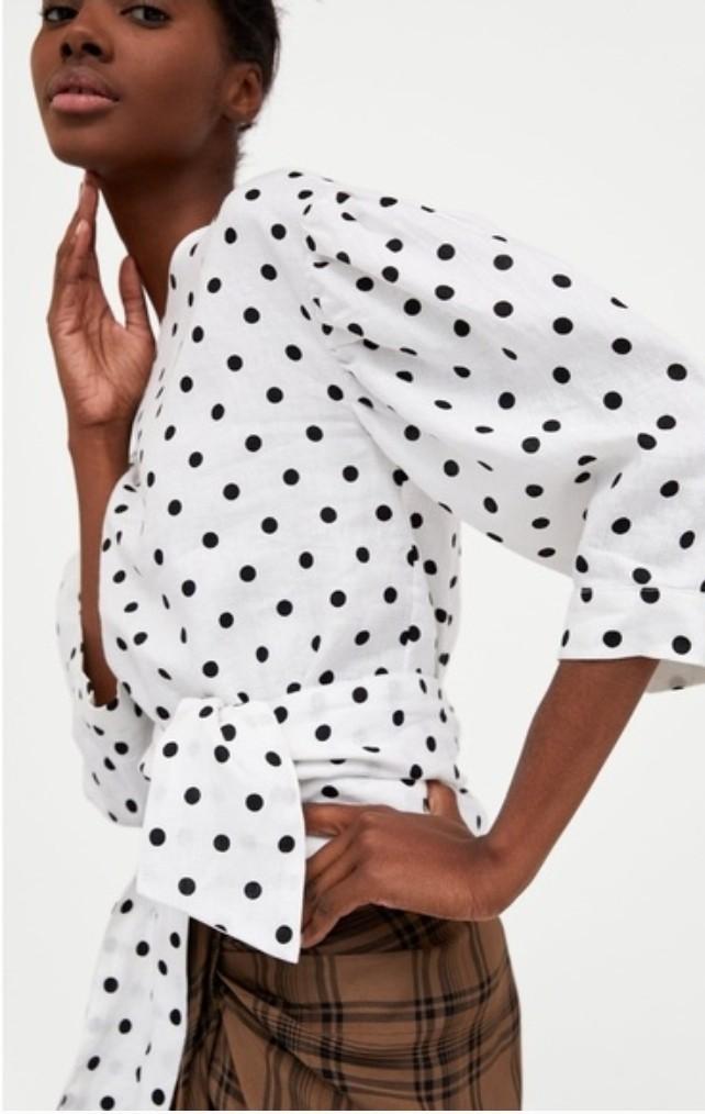 Zara black and white polka hotsell dot top
