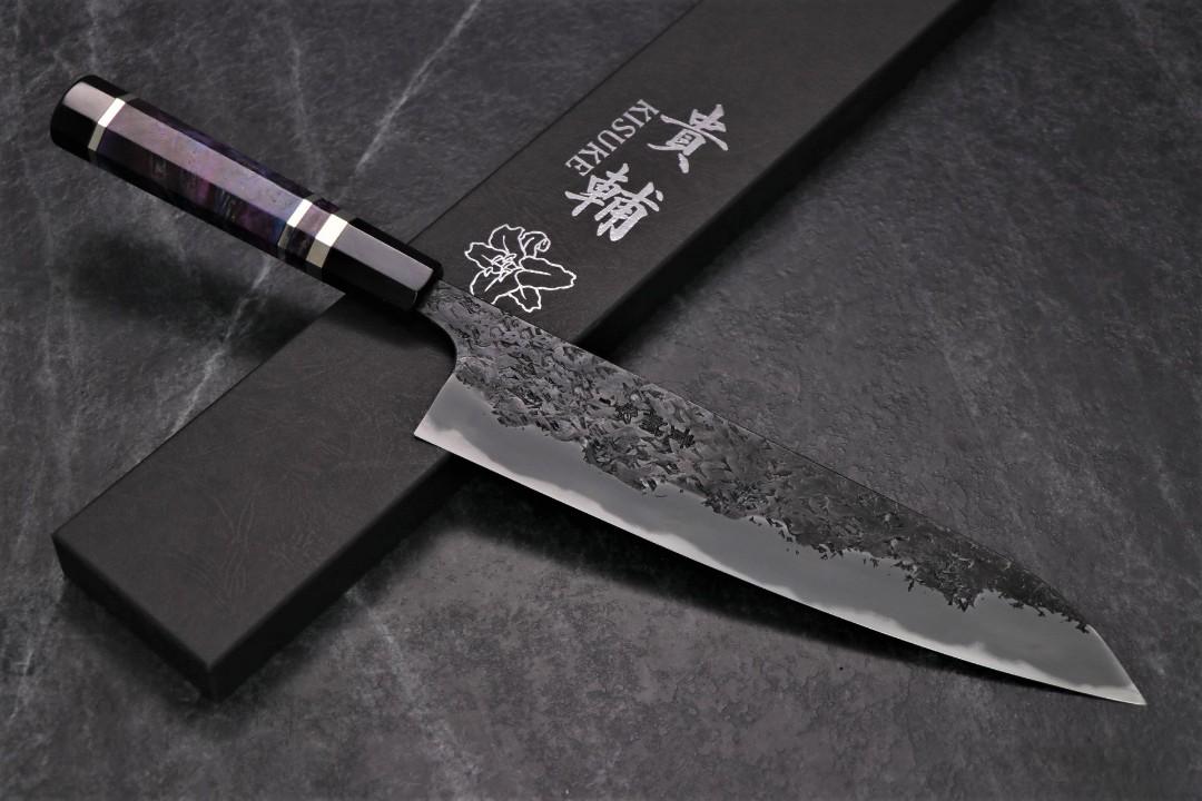 お得セット 🇯🇵間中刃物貴輔黑打槌目和牛刀青一鋼240mm~手刀😍 間中刃物 調理器具