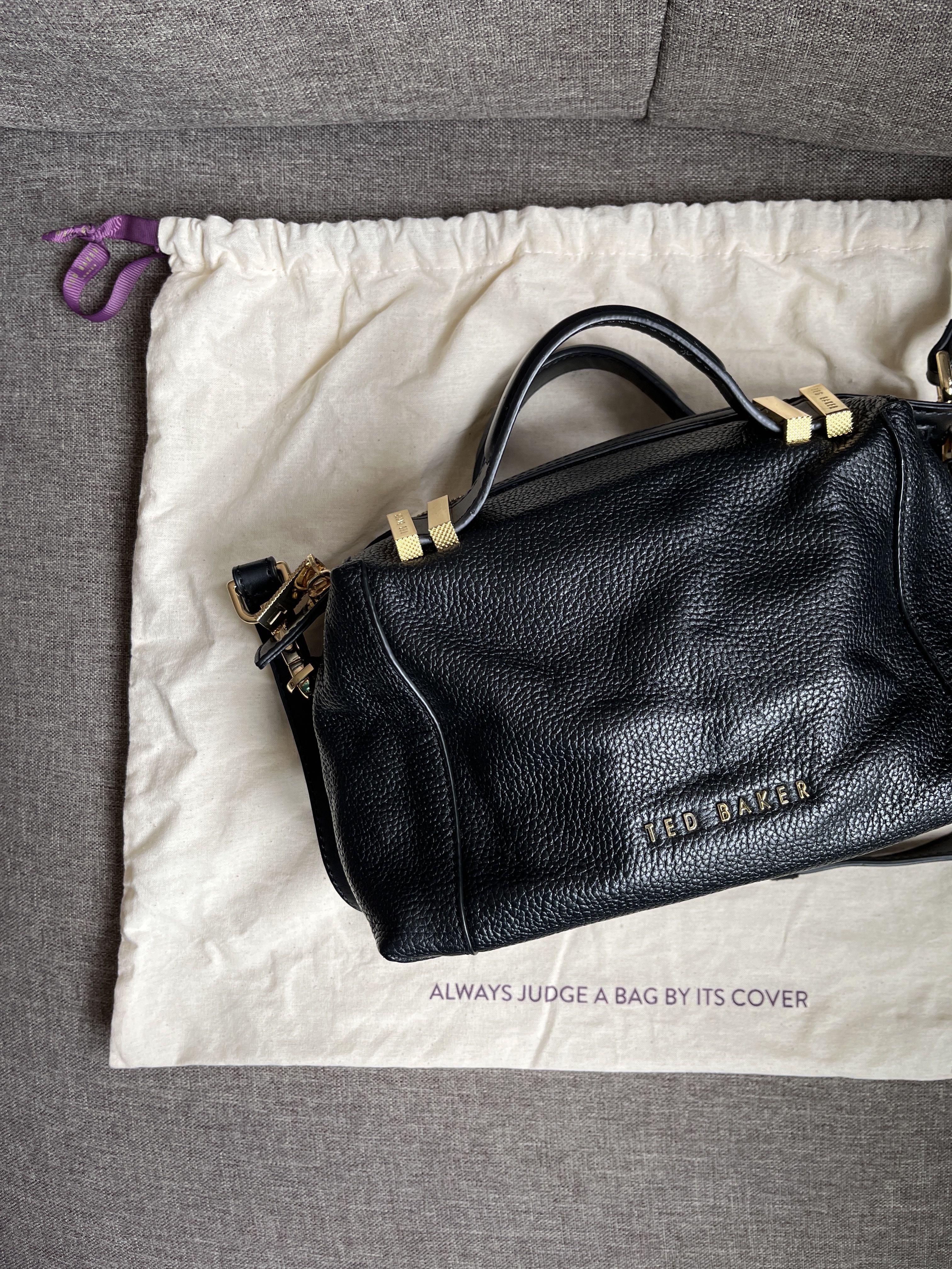 Ted baker 罕有款/ black leather shoulder bag 牛皮肩膊袋手袋/ multi way handbag  斜咩手提上膊/ adjustable strap 肩帶可調校/ bought from the UK