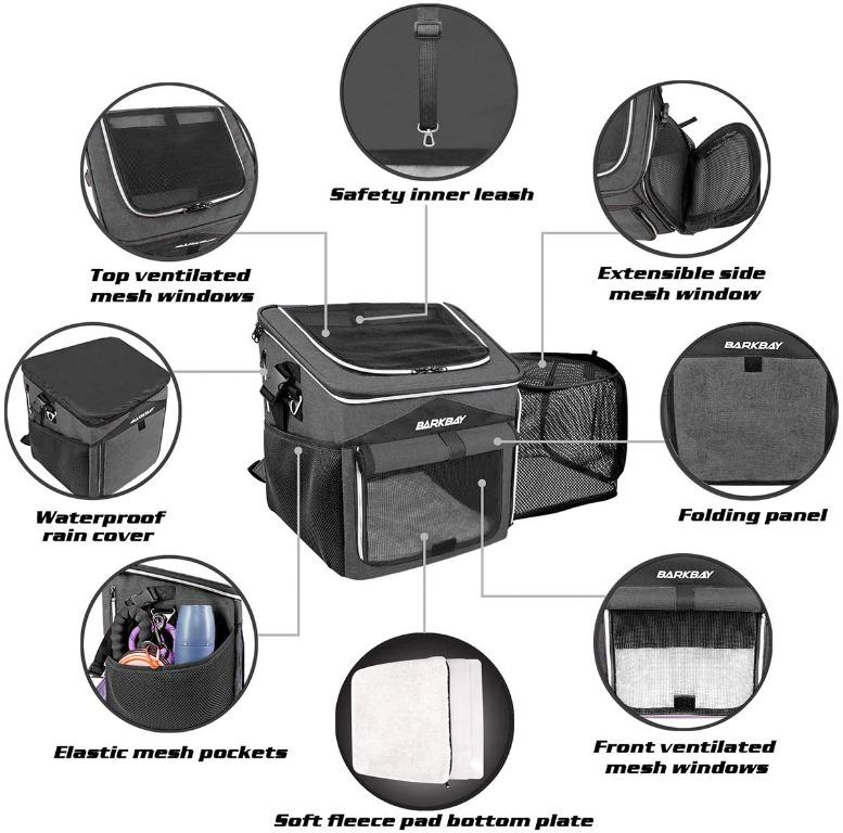 BarkBay Dog Bike Basket Carrier, Expandable Foldable SoftSided Dog