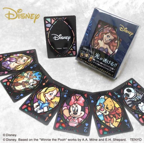 現貨 全新日版 Tenyo 迪士尼 彩繪玻璃系列 噗克牌 啤牌 Disney Character Stained Glass Playing ...