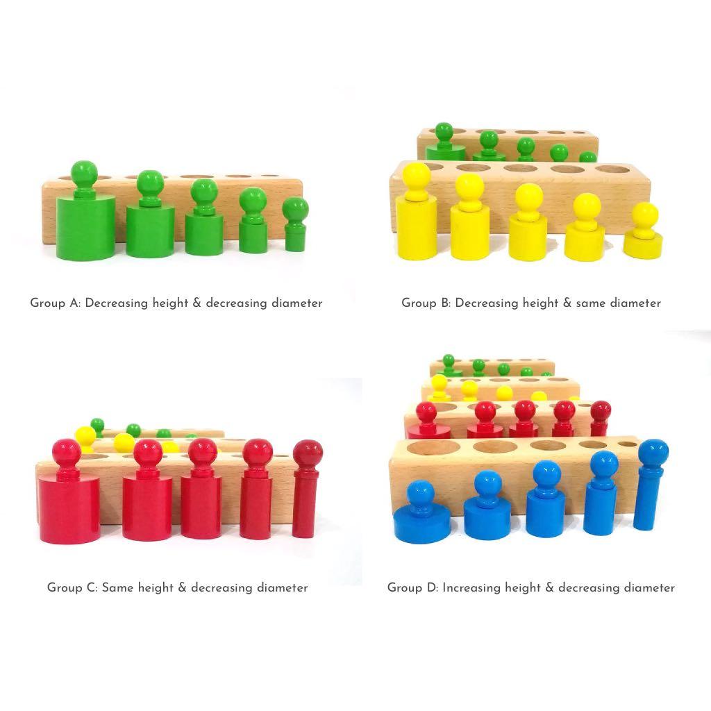 AREA KIDS Wooden Knobbed Cylinder Blocks Sorting Toy Montessori ...