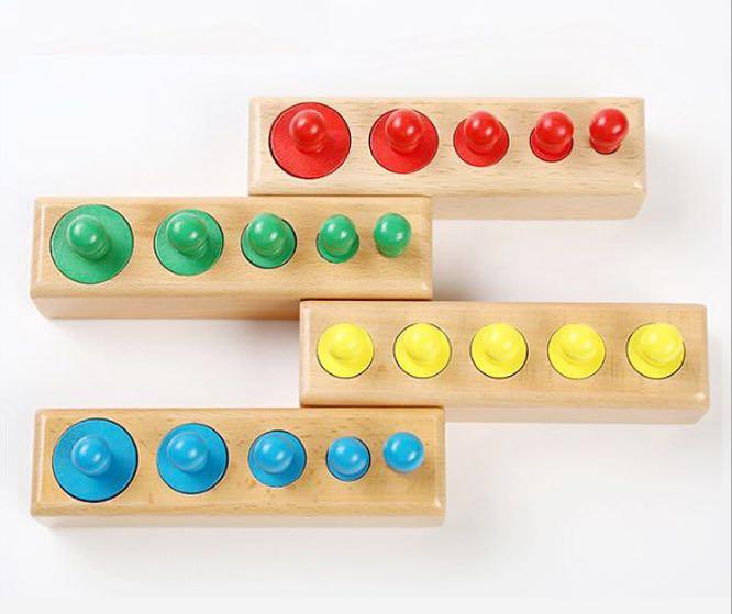 AREA KIDS Wooden Knobbed Cylinder Blocks Sorting Toy Montessori ...