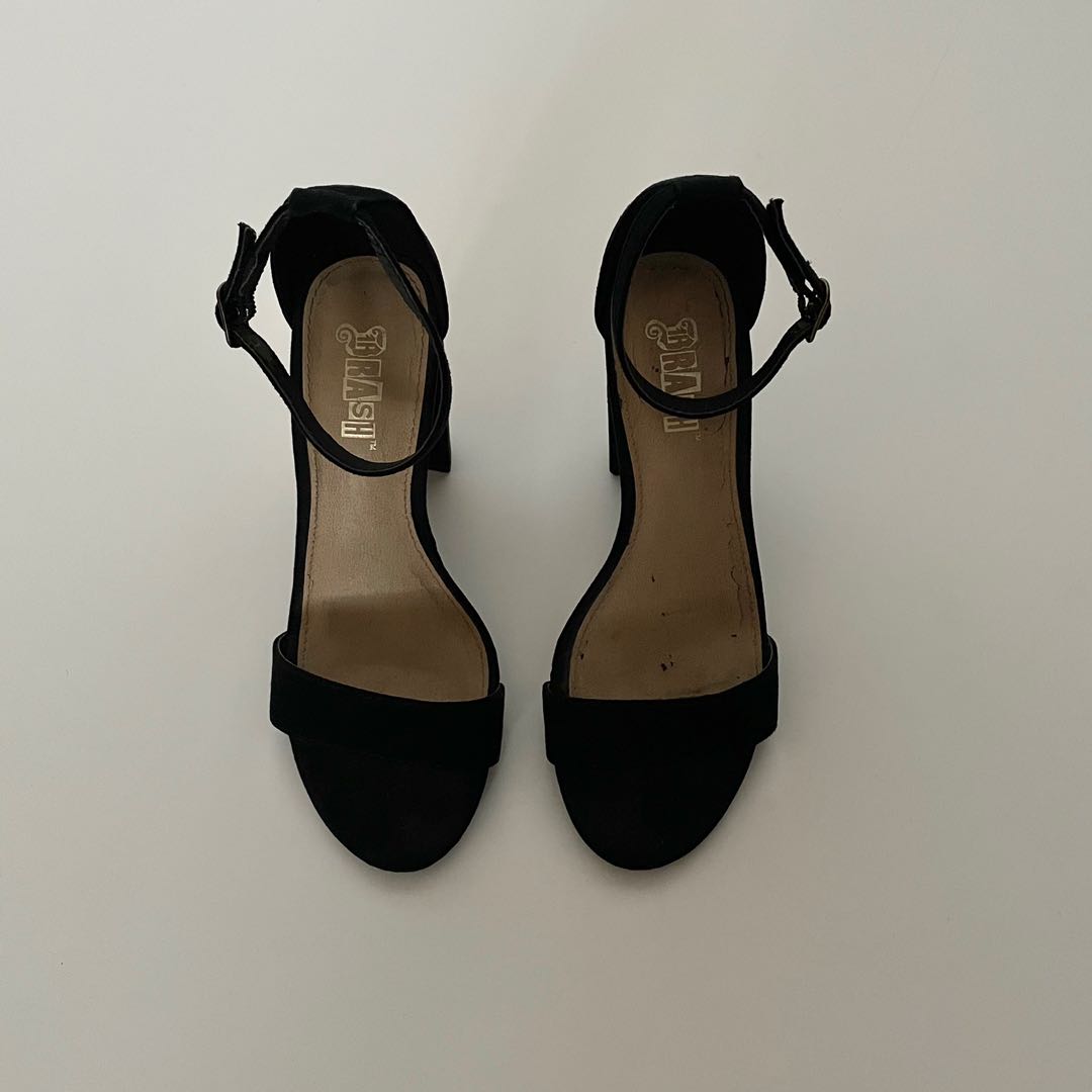 Black Ankle Strap Heels, Fesyen Wanita 
