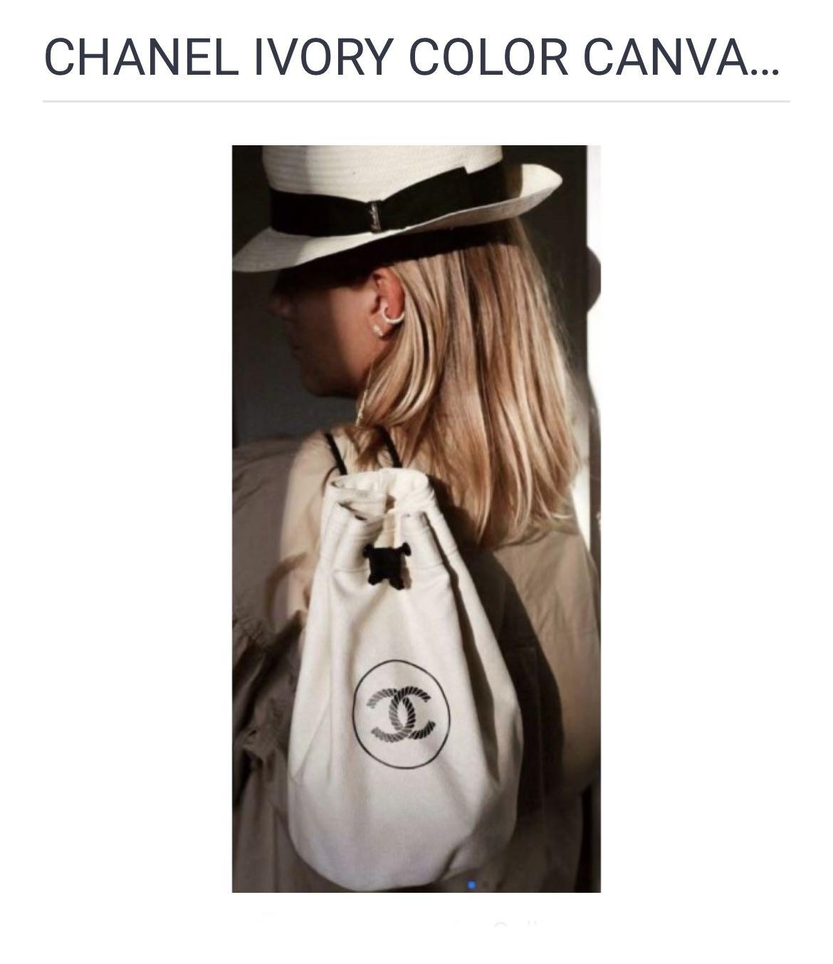 Chanel canvas drawstring bag hotsell