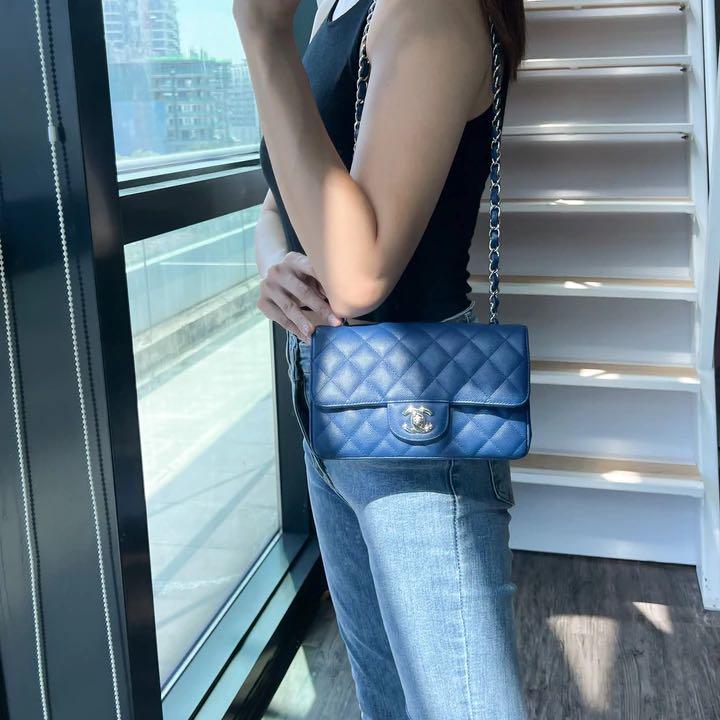 Chanel Mini Rectangle Flap in Blue Caviar SHW