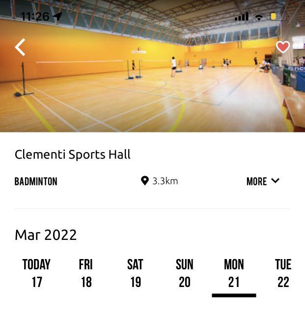 Clementi Sports Hall Badminton Court 21/3, Tickets & Vouchers, Local