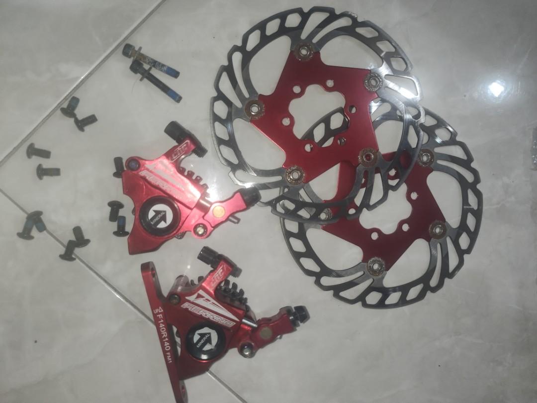 Ferrino Cable Acutated Hydraulic Disc Brake Set 160mm for Flat Mount Frames Used