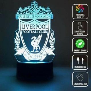 for Liverpool Football Fans Football Team 3D Optical Illusion Smart 7 Colors Night Light Table Lamp with USB Power Cable 
