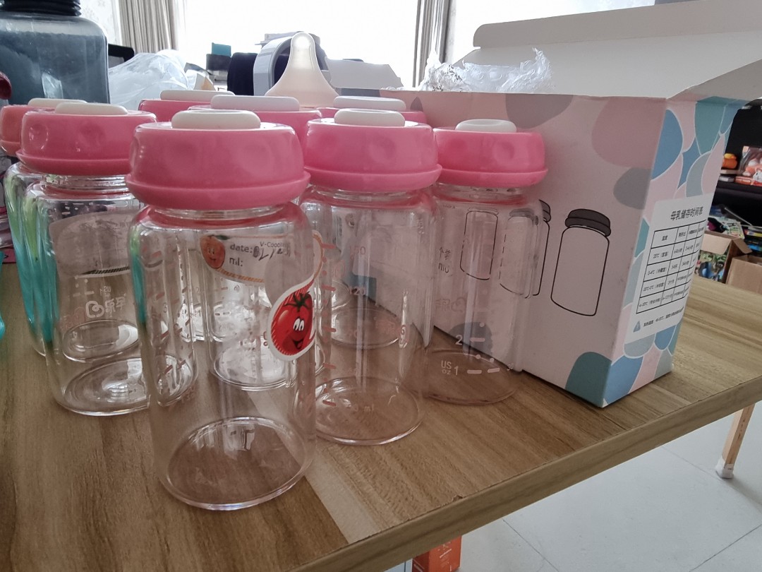 Glass milk storage and warming bottles 150ml and 180ml, Babies & Kids