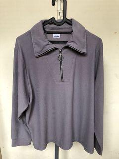 Grey Mini Pleats Longsleeve Top