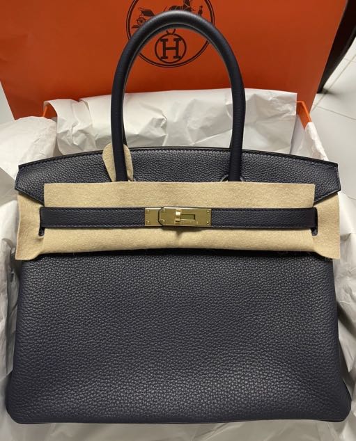 Hermes Birkin Togo 30 Blue Nuit Women's Handbag - 30-BLUE-NUIT-TOGO-GOLD