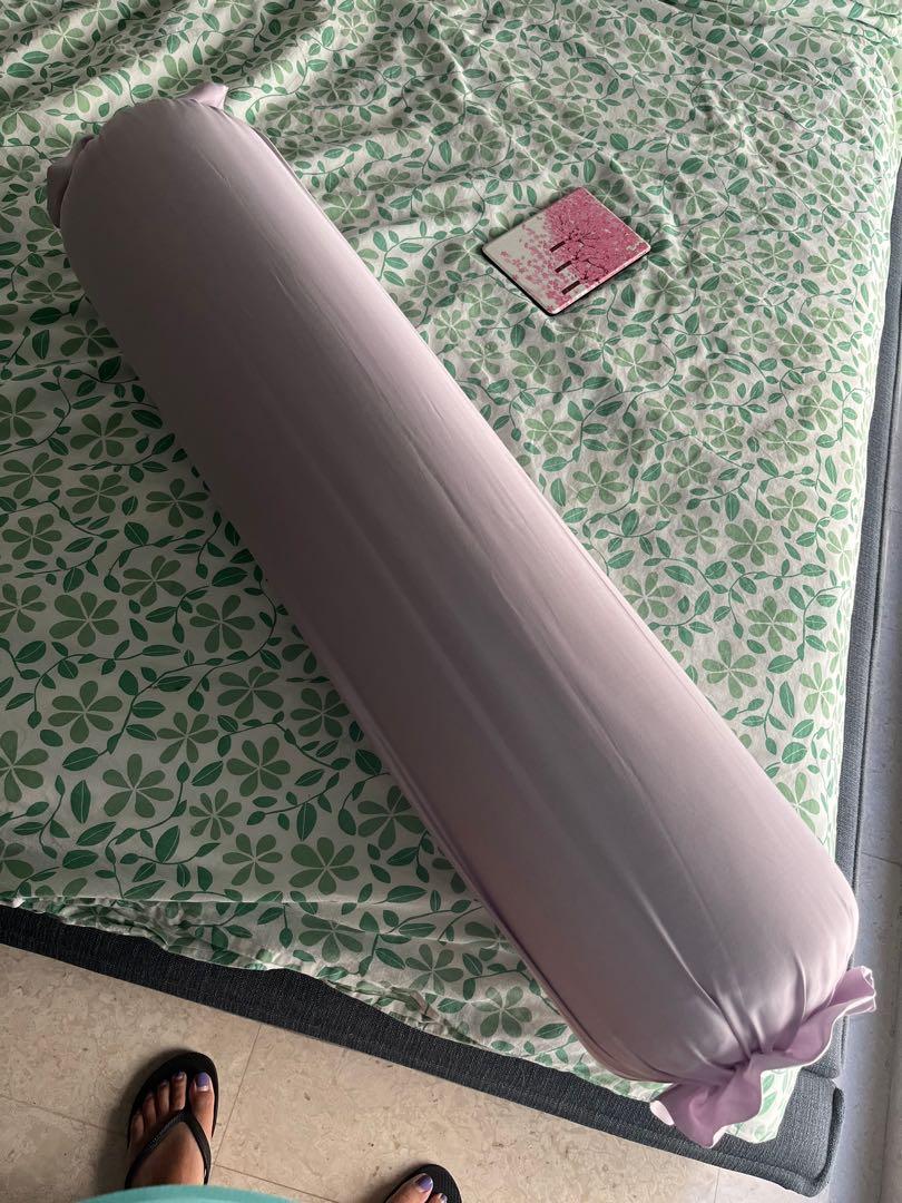 Hooga bolster with tencel lavender case, Furniture & Home Living, Bedding & Towels on Carousell