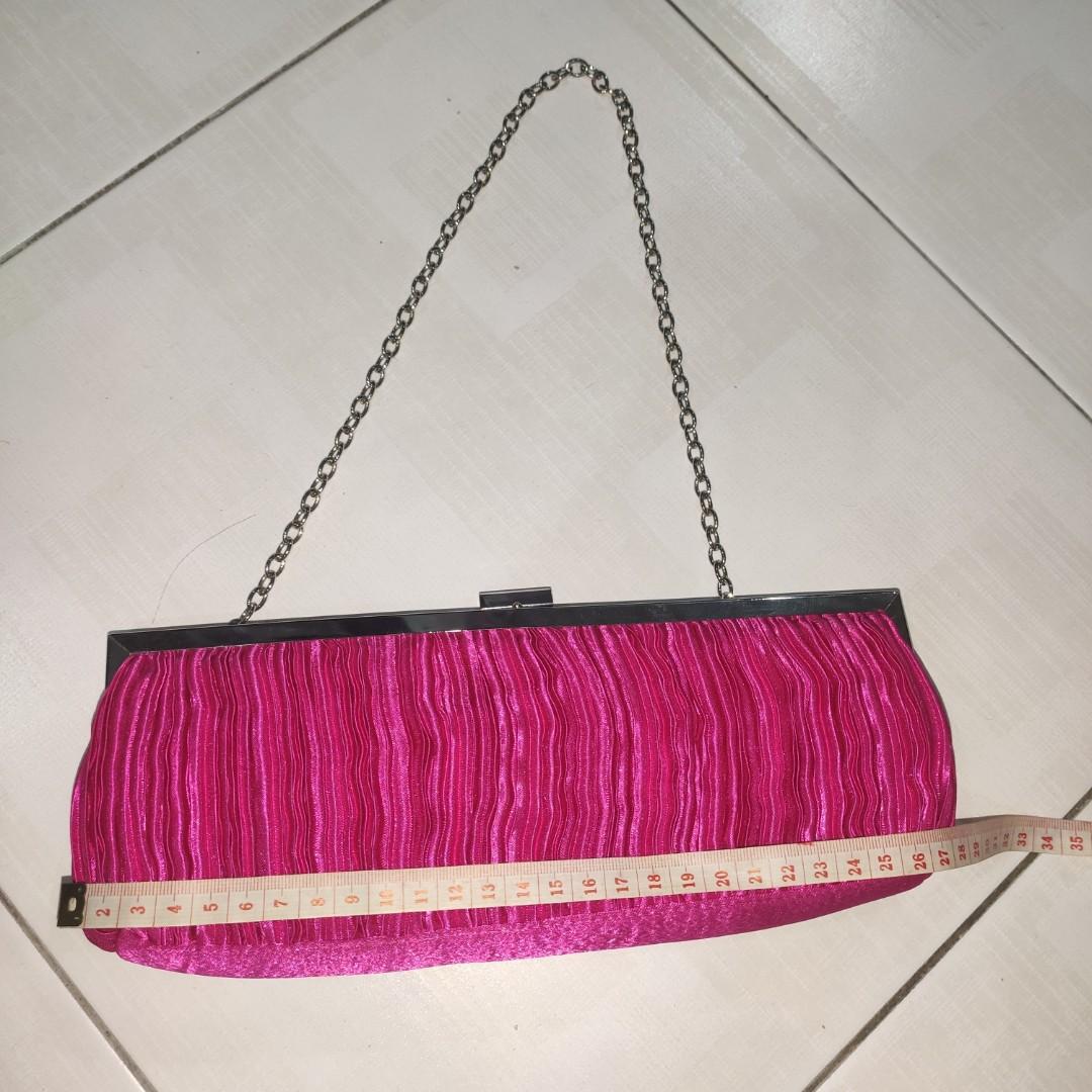 Pink satin evening discount bag
