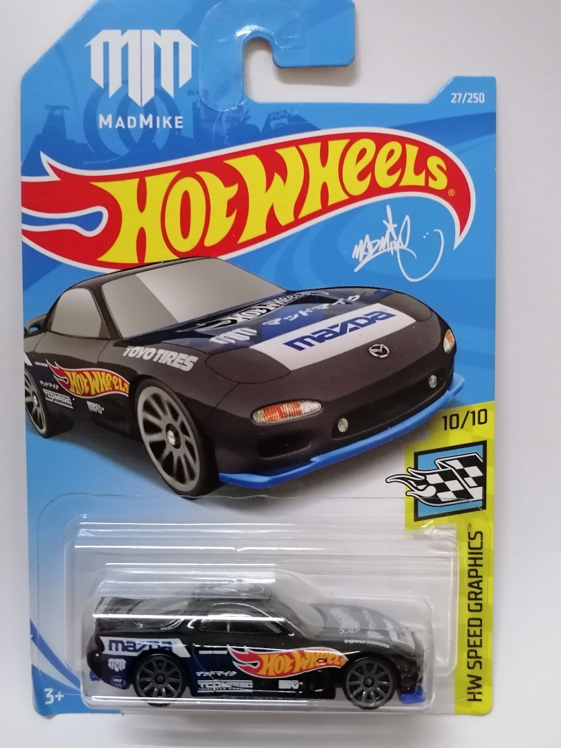 HOT WHEELS 2019 MAZDA RX-7 H CASE SPEED GRAPHICS 167/250 MNT ON CARD FREE SHIP! 