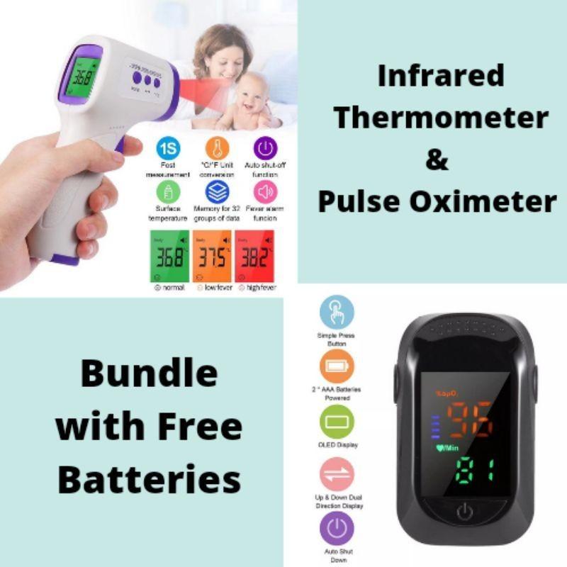 Infrared Thermometer & Portable Fingertip Oximeter Set (Category: Health Monitors & Weighing Scales) located in Caloocan City. Submitted by blue.chic02 (Listing ID 1149456746, Image 1). Description: Brandnew with box! Brandnew with box! Brandnew with box! Temperature Measurement LCD Digital Display ℃/℉ Accuracy ±0.2℃: ✔️Features: Non-contact infrared measurement, safe to use. Lightweight and portable, convenient to carry. One-key to switch the Me