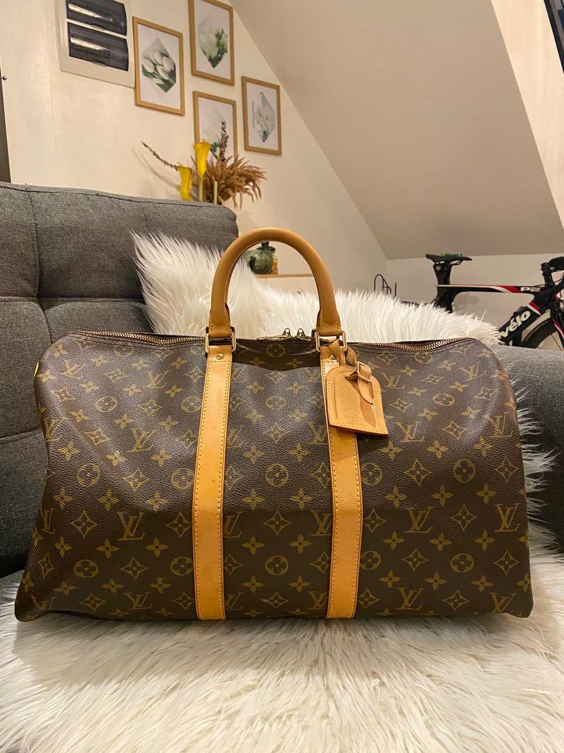 BIG SALE!!!! LOUIS VUITTON Damier Azur Keepall Bandouliere 45, Luxury, Bags  & Wallets on Carousell