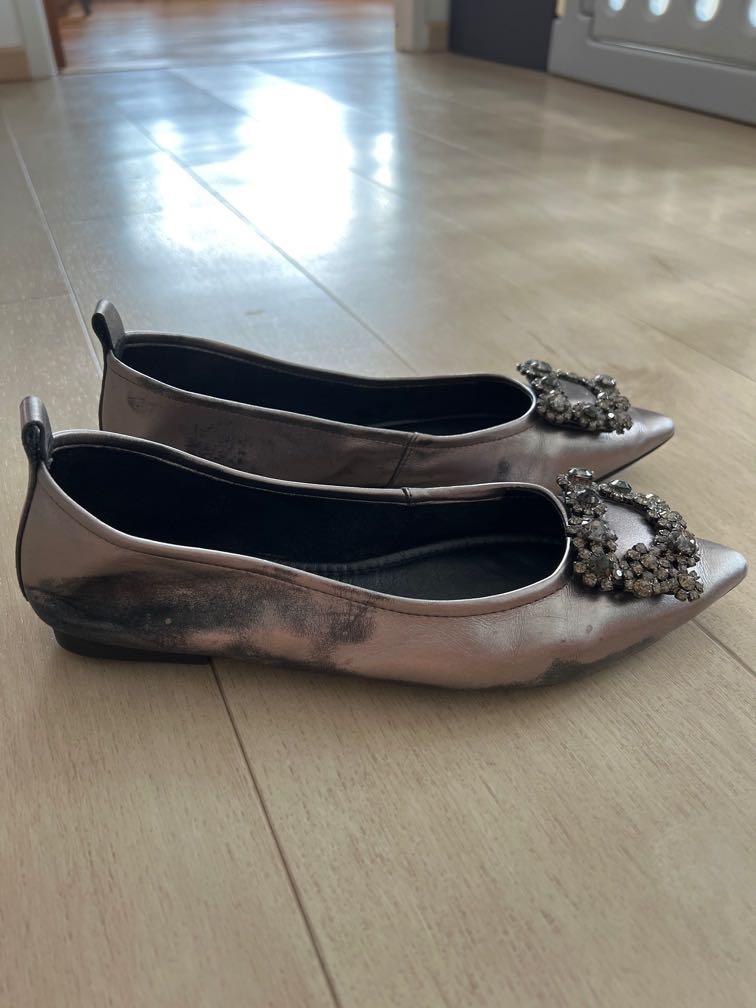 Dark silver clearance flats